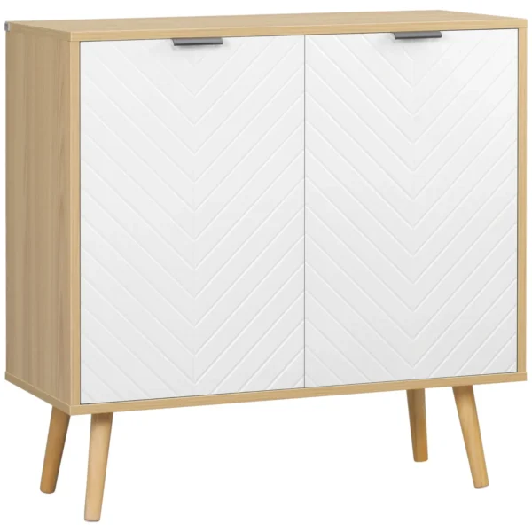 Modern Multipurpose Cabinet in Chipboard and Pine Wood with 3-Level Adjustable Internal Shelf, 77x35x77.5 cm