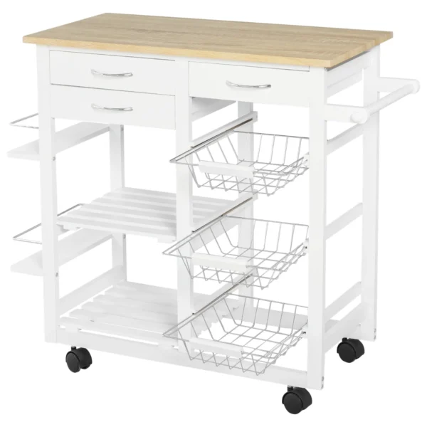 Kitchen Cart Wooden Wooden MDF White 92 x 37 x 82cm