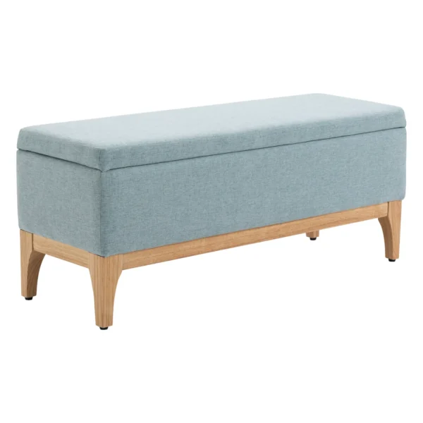Scandinavian Design Fabric Upholstered Storage Bench, 110x39x45Hcm - Light Blue
