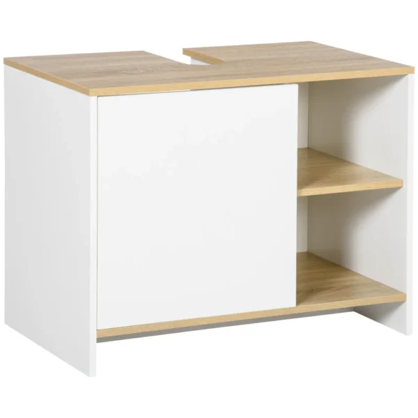 White with Wooden Top Bathroom Vanity | 77 x 45 x 60cm