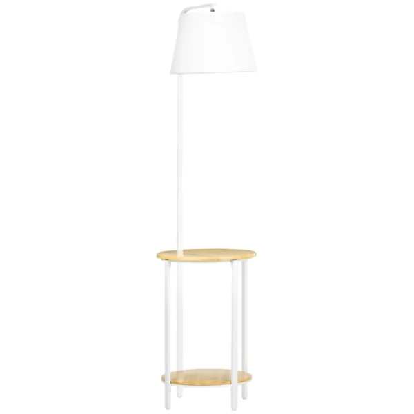 Modern Floor Lamp with 2-Tier Side Table for Living Room and Bedroom, 43L x 39.5D x 162H cm