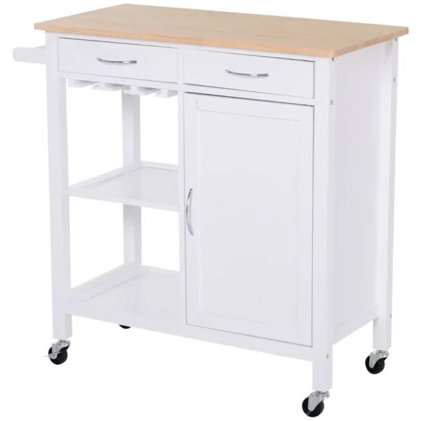 Kitchen Trolley with Drawers and Wheels in Wood Space Saving
