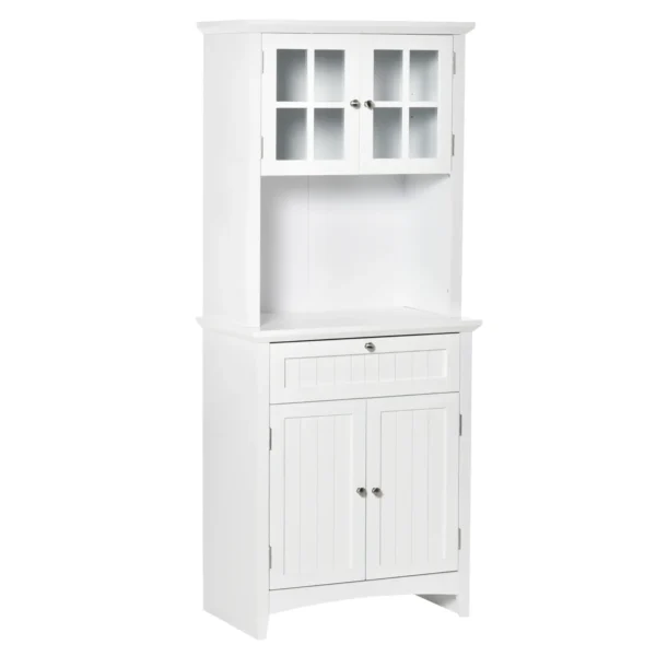 Tall Pantry Cabinet with 2 Cabinets, Adjustable Shelves and Support Top, in MDF, 68.6x40x164 cm, White