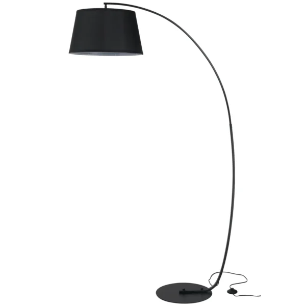 Arc Floor Lamp with Fabric Shade and Foot Switch, Ø47x105x190cm, Black
