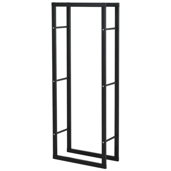 Black Metal Vertical Log Holder for Indoor and Outdoor Use with 100 kg Max Load Capacity, 60x25x150 cm