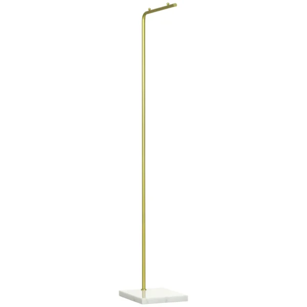 Coat Stand for Hallway, Bedroom and Living Room in Metal and Marble, 35x25x152 cm, Gold and White