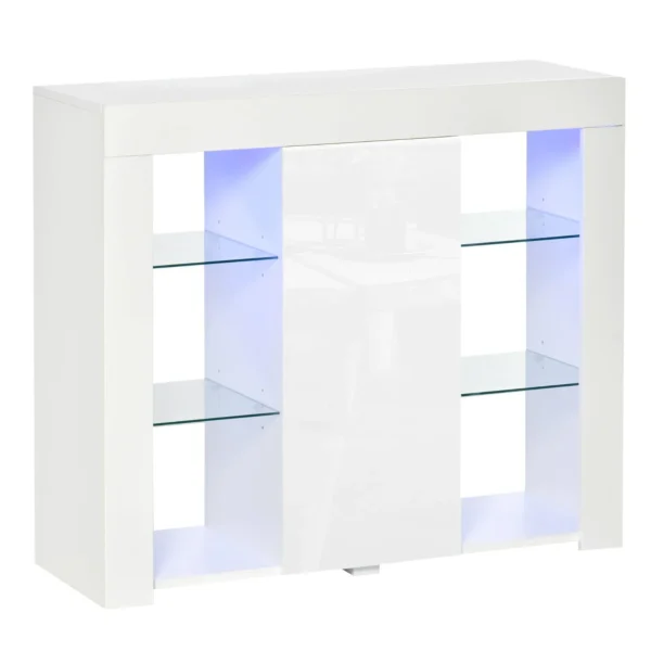 Modern Credenza with glass shelves - White