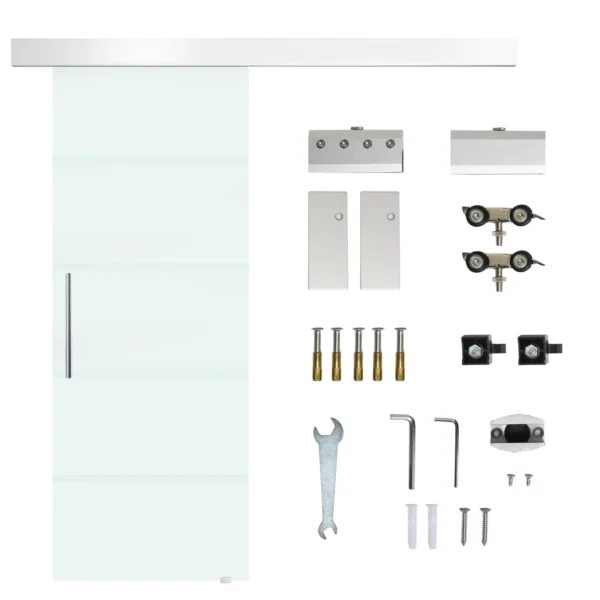 Sliding Glass stripes with aluminum track, 75x210cm