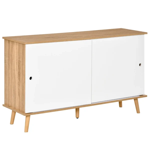 Mobile with adjustable shelves and sliding doors - white oak