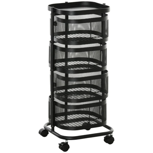 Trolley spouses with 4 baskets, support top and wheels, in steel and pp, 33x33x77 cm