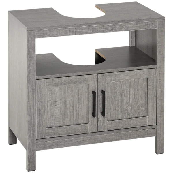 Vanity Unit with 2 Door Cabinet and Wooden Shelves 60x30x60cm, Grey