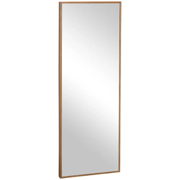 Pine Wood Wall and Freestanding Mirror with Hooks Included, 45x125cm