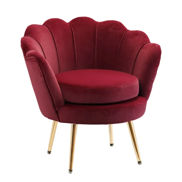 Vintage Design Blue Velvet Armchair, High Back Bedroom Chair 76x67x74cm, Dark Red
