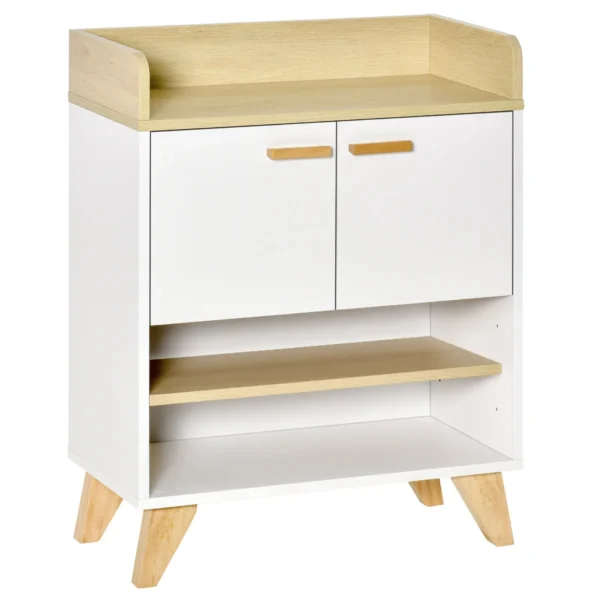 Multiuse cabinet with locker and open shelves, living room for living room, kitchen, white wood office, 60x30x78cm