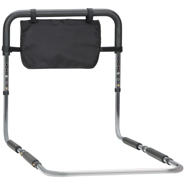 Height Adjustable Bed Grab Bar Steel Soft Grip Silver