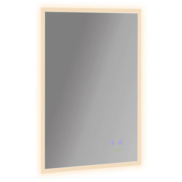 Bathroom Mirror with LED Light, Anti-Fog Function and Touch Buttons, 70x50cm, Silver