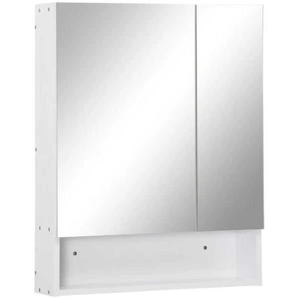 Kleankin rectangular mirror cabinet with beliefs and adjustable shelf, 60x15x75cm