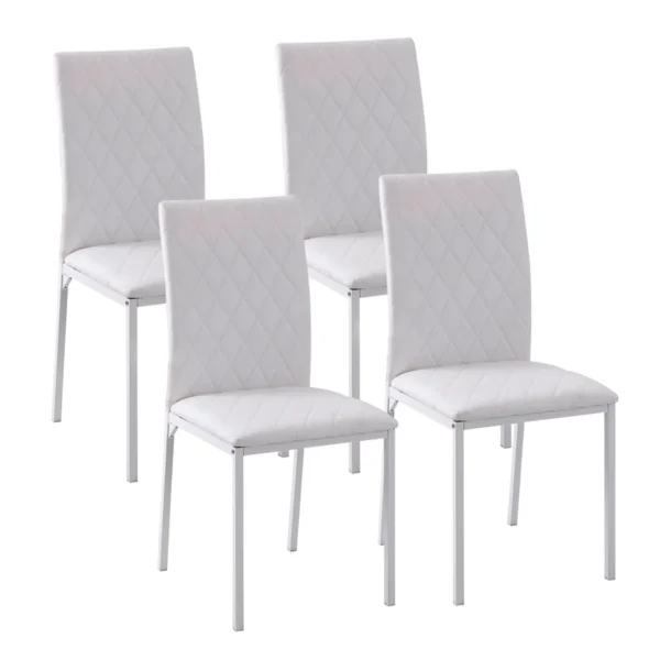 Set of 4 Upholstered Dining Chairs with Faux Leather Upholstery, 41x50x91cm - White