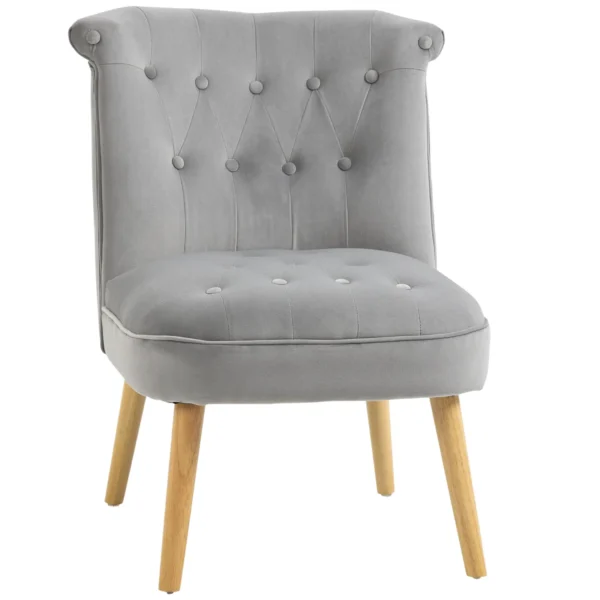 Modern Chair for Living Room and Dining Room with Padded Seat and Velvet Fabric, 60x66x79 cm, Grey