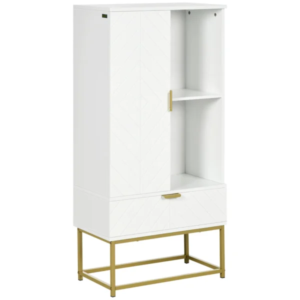 Modern Bathroom Cabinet with Cabinet, Drawer and Adjustable Shelf, 60x30x120cm, White