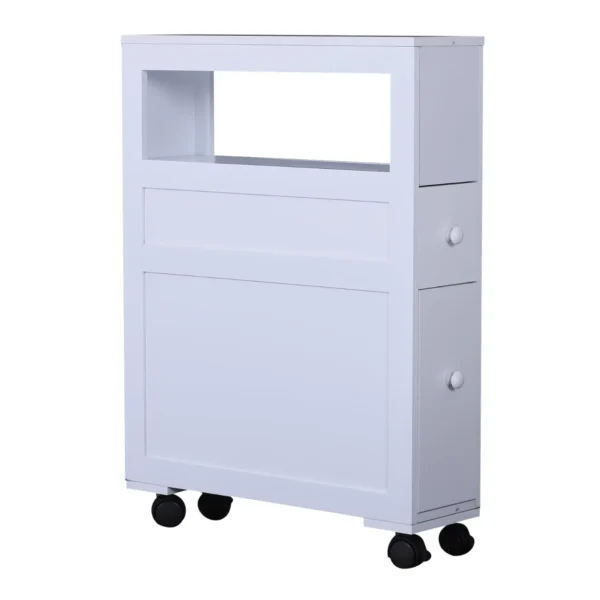 Bathroom Cabinet 2 Despaged drawers with 4 wheels wood 16x52x71.5cm white
