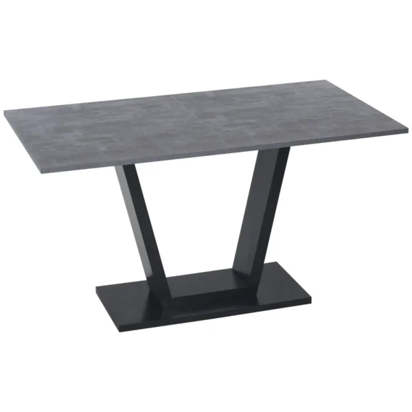 Dining Table for 4-6 People with Marble Effect Top and Steel Base, 140x80x76cm, Black