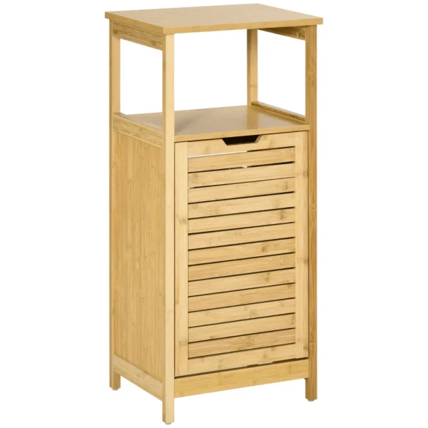 Kleankin Bathroom cabinet with multipurpose basket for laundry and toys, in MDF and bamboo, 40x30x86.5cm