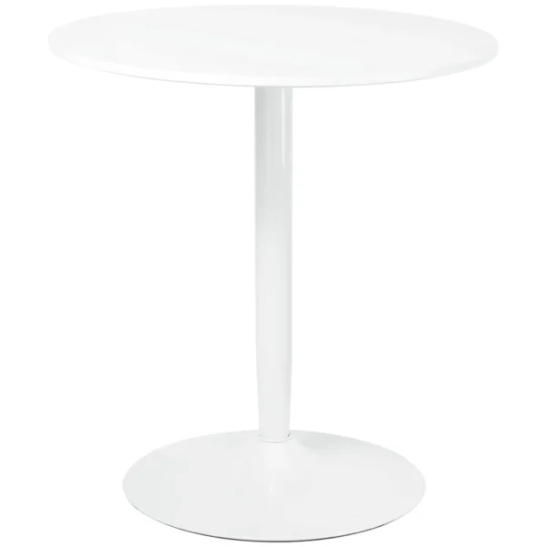 Modern Round Table for 2 People in MDF and Steel, Ø70x75cm, White