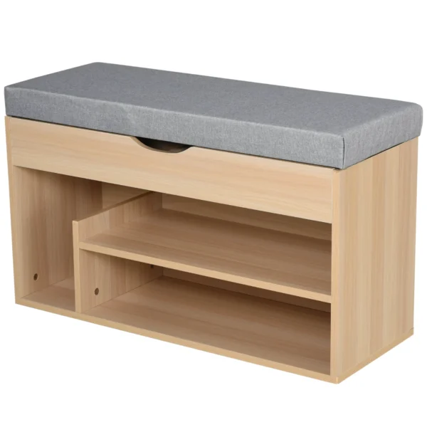 Scarpiera 2 in 1, wooden bench with padded seat and hidden compartment, for entry/input, 80 x 30 x 48cm