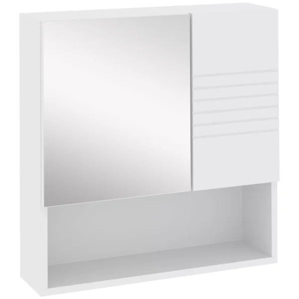 Kleankin Bathroom mirror cabinet, Wall fixing bathroom cabinet, 54x15x55cm, white