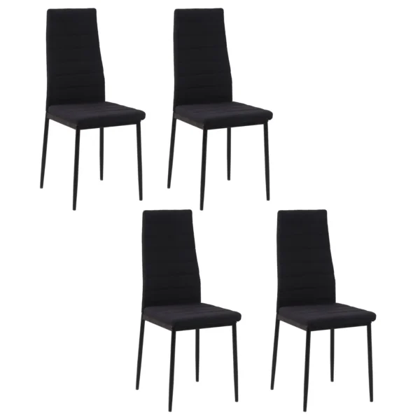 Set of 4 Upholstered Chairs for Living Room or Dining Room, Modern Kitchen Chairs, in Metal and Black Fabric