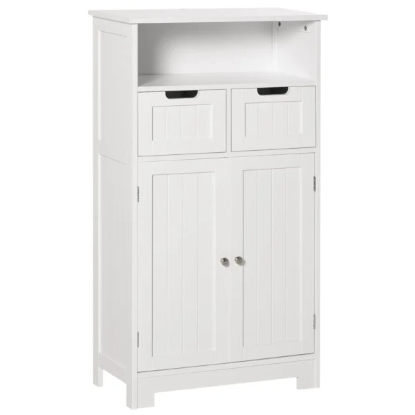 Kleankin Multiuse bathroom cabinet with 2 -door garbance peel and 2 white drawers