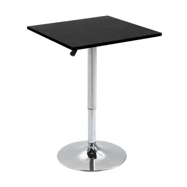 Height Adjustable Square Table, Metal and MDF, Bar Table, Kitchen, Living Room, Black, 60x60x69-93cm