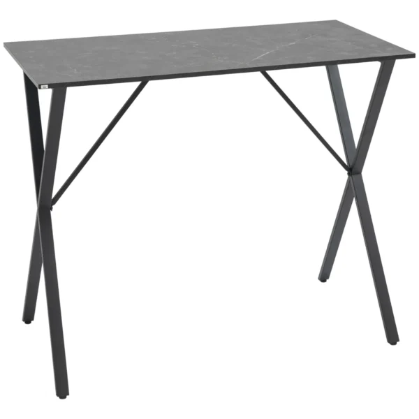 Industrial Style Bar Counter High Table Marble Effect, Wood and Steel 120x60x102 cm, Black
