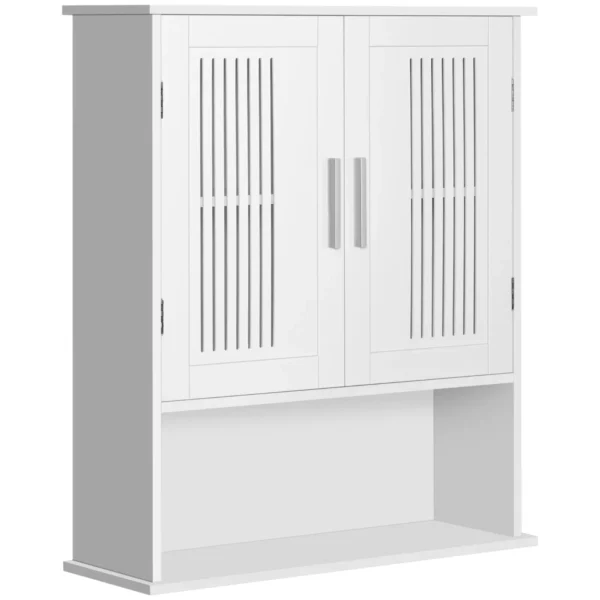 Space-Saving Wall-Mounted Bathroom Cabinet with Cupboard and Shelf, 60x20x70 cm, White