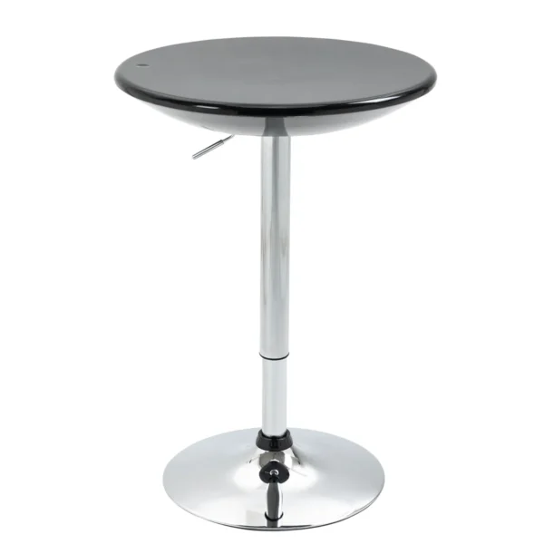 Round bar table with swivel floor, adjustable height with gas leverage and base - black