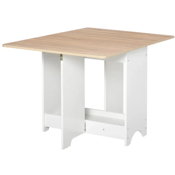Drop-Leaf Console Table with Shelf Compartment, Living Room and Kitchen Table, Drop-Leaf Table, Foldable, Space-Saving, Wood and White Color, 118x80x72cm