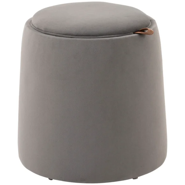 2 in 1 Velvet Storage Ottoman Convertible to Coffee Table, Ø44x47.5cm, Grey