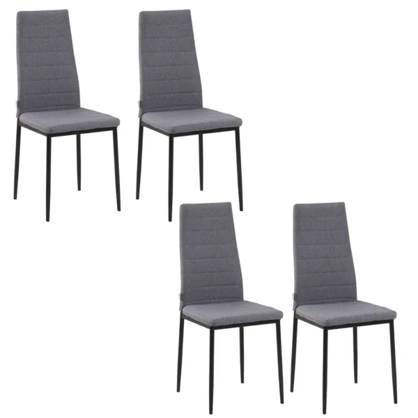 Set of 4 Upholstered Chairs for Living Room or Dining Room, Modern Kitchen Chairs, in Metal and Grey Fabric