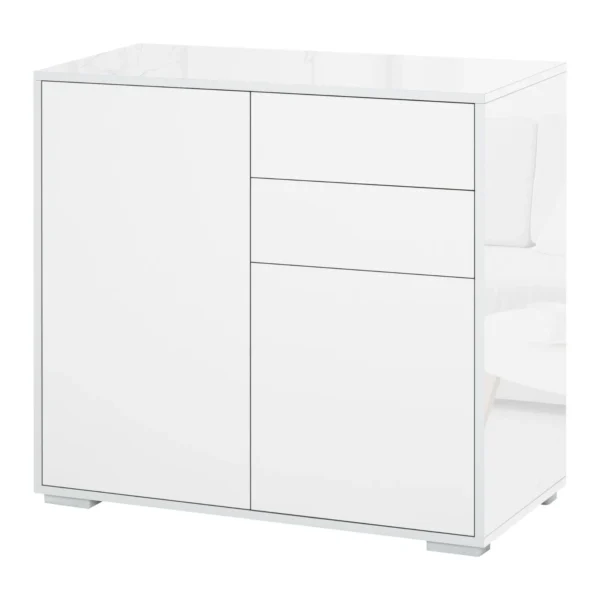 2-Drawer, 2-Door Cabinet, Push-Open, Cabinet with 2 Drawers and 2 Doors for Home and Office, 79x36x74cm, Matte White