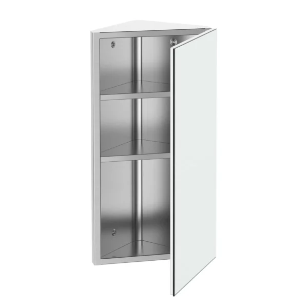 Bathroom Angular Wardrobe in steel with saving mirror 60 x 30 x 18.4cm