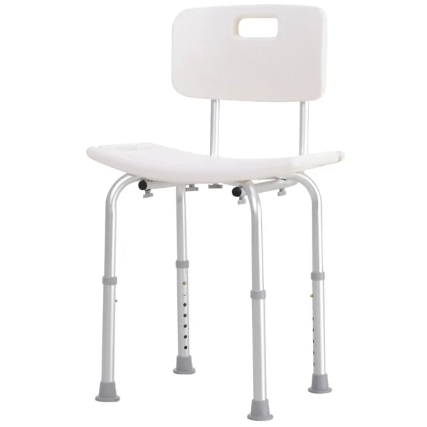 Shower Seat with Backrest Bath Aid, Shower Chair Height Adjustable 8 Positions Non-Slip