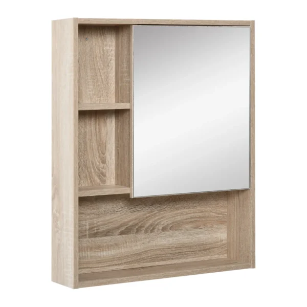 Kleankin mirror cabinet for bathroom with adjustable shelf oak wall mounting