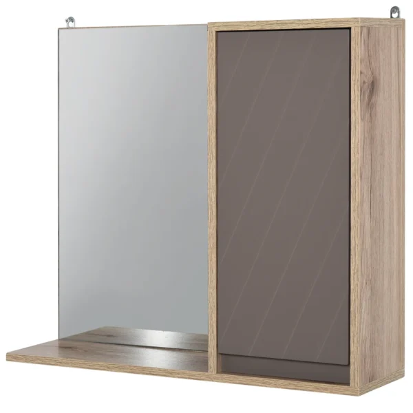 Bathroom Wall Cardboard with Grey mirror and oak door