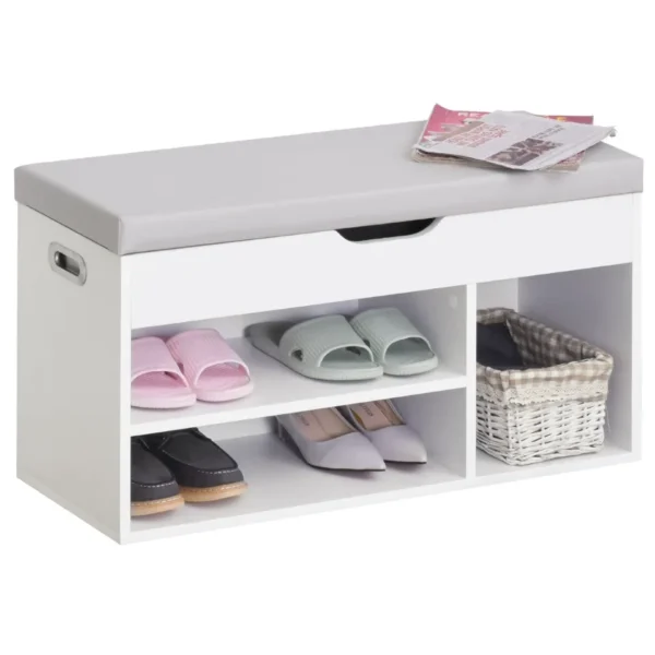Mobile Shoe Safe Retailed With Back Padded Container and Open rooms 80x30x43cm, White