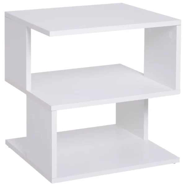 Tavolino Living Room Modern Design 2 Shelves Modern Design, White Wood, 40x40x43cm