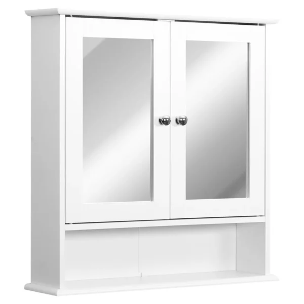 Kleankin Bathroom wall cabinet with white mirror 56 x 13 x 58cm