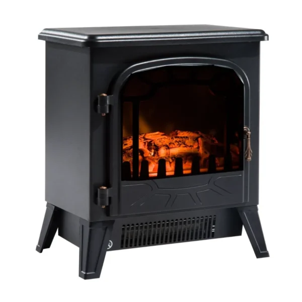 Electric fireplace from the ground with adjustable flame effect 900W/1800W, black, 36x25.5x41.5cm