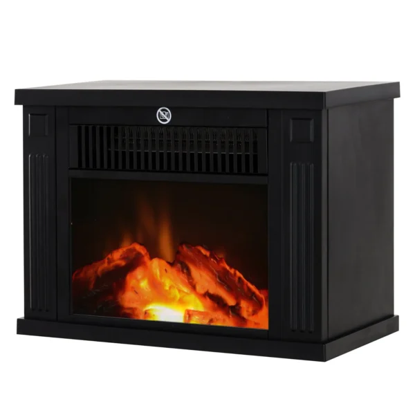 Electric Table Fireplace with Flame Effect, Fireplace with Adjustable Power 600/1200W, Coverage 10-15m², Black
