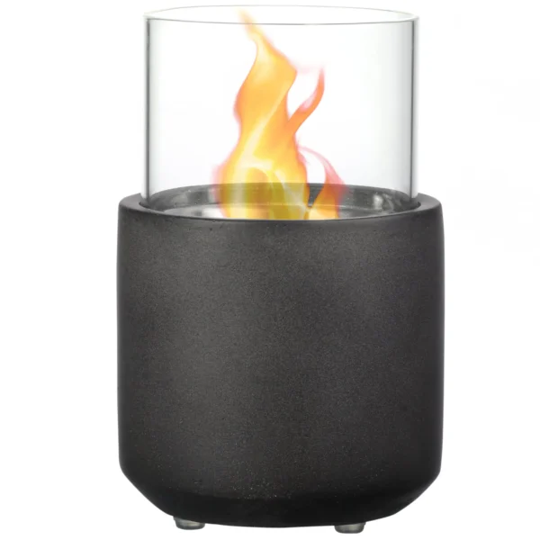 Tabletop Bioethanol Fireplace with 0.4L Tank, 12x12x19cm, Dark Grey